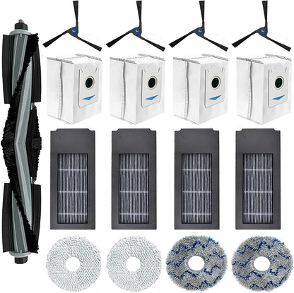 Set 17 accesorii pentru aspirator, compatibile cu Ecovacs Deebot X2, X2 Omni, X2 Pro, DEX86, cu filtru Hepa 4 buc, perie tambur 1 buc, perie laterala 4 buc, mop de microfibra 4 buc, saci de praf 4 buc, accesorii de curatare