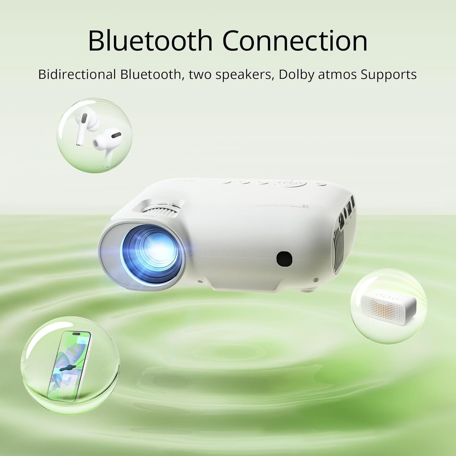 Videoproiector WiFi cu Bluetooth 5.2, Full HD 1080P si Suport 4K, 15000 Lumeni, 400 ANSI, Ecran de 200 inch, Functie Zoom, Control prin Telecomanda, Difuzor Inclus, Incorporat Netflix, YouTube, Disney plus, Compatibil cu Smartphone, PC, TV Stick, PS5