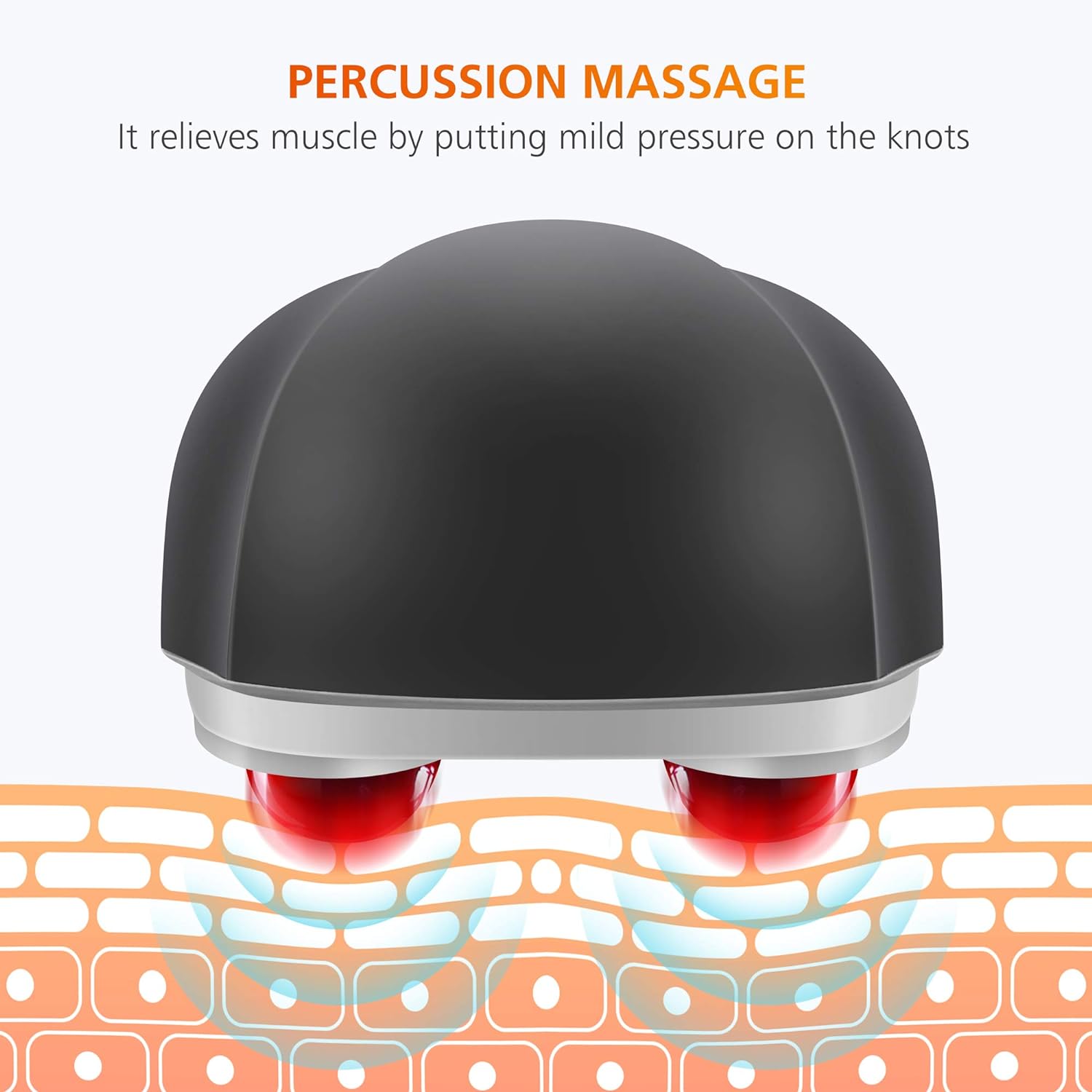 Aparat de masaj profesional Snailax, cu functie de caldura pe 2 zone, multifunctional, portabil, reincarcabil, 3200 pulsatii pe minut, 3 capete, 3 moduri si 3 intensitati cu maner ergonomic, pentru gat, spate, umeri