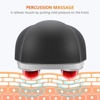 Aparat de masaj profesional Snailax, cu functie de caldura pe 2 zone, multifunctional, portabil, reincarcabil, 3200 pulsatii pe minut, 3 capete, 3 moduri si 3 intensitati cu maner ergonomic, pentru gat, spate, umeri