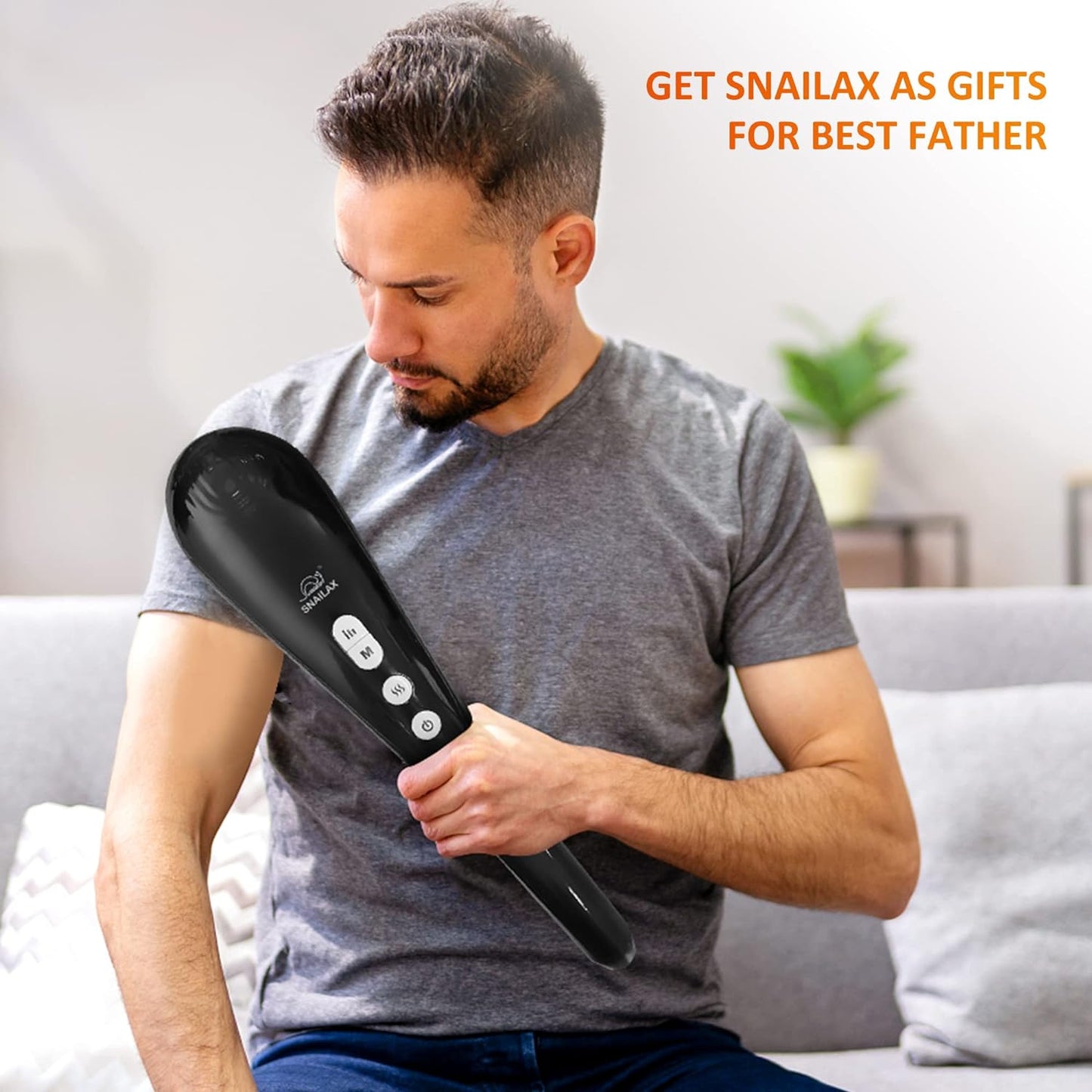 Aparat de masaj profesional Snailax, cu functie de caldura, multifunctional, portabil, reincarcabil, 4 capete, 3 moduri si 3 intensitati reglabile, cu maner ergonomic, pentru gat, spate si umeri