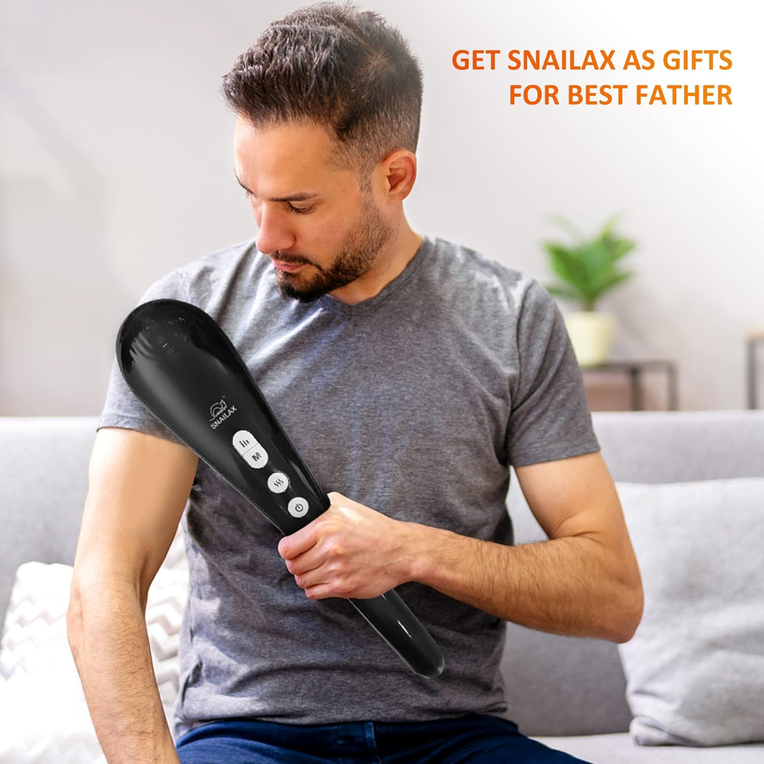 Aparat de masaj profesional Snailax, cu functie de caldura, multifunctional, portabil, reincarcabil, 4 capete, 3 moduri si 3 intensitati reglabile, cu maner ergonomic, pentru gat, spate si umeri