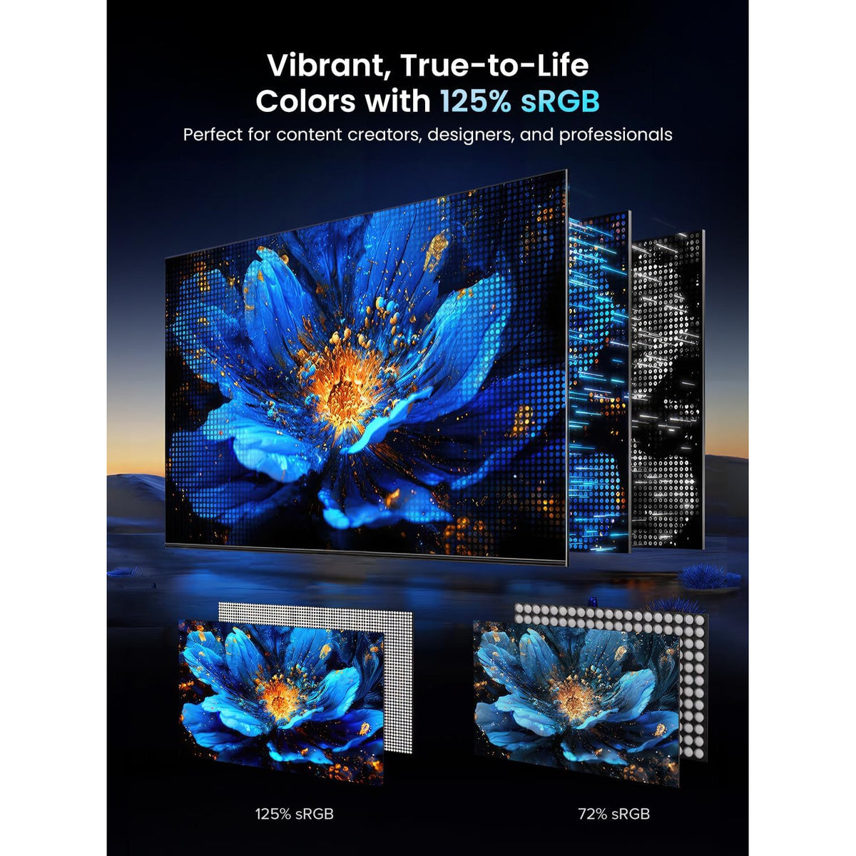 Monitor portabil gaming SUPERFECT 18.5 inch, Full HD 1920x1080 IPS mat, 120Hz, 16:9, 125% sRGB, USB-C + Mini HDMI, difuzoare integrate, suport reglabil, compatibil VESA, pentru laptop, PC, telefon, PS4/PS5, Xbox