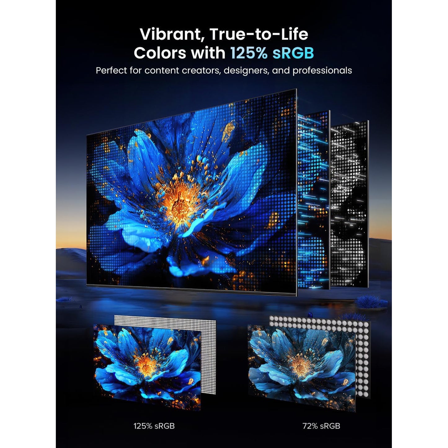 Monitor portabil gaming SUPERFECT 18.5 inch, Full HD 1920x1080 IPS mat, 120Hz, 16:9, 125% sRGB, USB-C + Mini HDMI, difuzoare integrate, suport reglabil, compatibil VESA, pentru laptop, PC, telefon, PS4/PS5, Xbox
