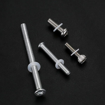 Set 650 de bucati distantiere de izolatie din Nylon, M2, M2.5, M3, M4, M5, M6, M8, M10, saibe de etansare pentru izolarea suruburilor, cu cutie de depozitare si transport, albe