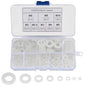 Set 650 de bucati distantiere de izolatie din Nylon, M2, M2.5, M3, M4, M5, M6, M8, M10, saibe de etansare pentru izolarea suruburilor, cu cutie de depozitare si transport, albe