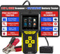Tester auto universal 2 in 1, OBD2 si tester baterie, 6V, 12V, 24V, volmetru, test de incarcare a bateriei 100-3300 CCA, test de pornire, diagnoza, cautare DTC, citire si stergere coduri de eroare,display LCD, grafice in timp real, multimarca, negru