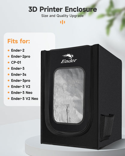 Husa imprimanta 3D Creality pentru seria Ender 3, Ender 3 Pro, Ender 3S, Ender 3 V2, Ender 3 Neo, Ender 3 V2 Neo, Ender 2, Ender 2pro, CP-01, Ignifuga, impermeabila, rezistenta la praf, detasabila 720x600x480mm, Negru