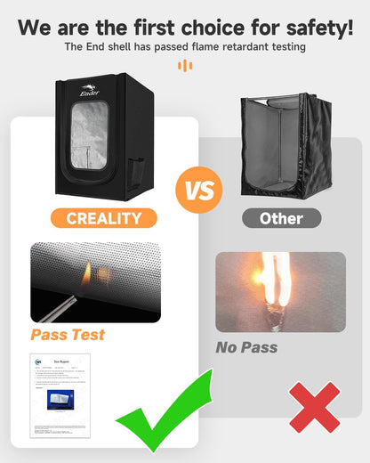 Husa imprimanta 3D Creality pentru seria Ender 3V2/3V2 Neo/Ender 3S1/3S1 Pro/Ender 3Pro/Ender 3/3Neo/Ender 3Max/Neo/Ender 6SE/Ender 5/5Pro/5S1, Ignifuga, impermeabila, rezistenta la praf, detasabila 750x650x550mm, Negru
