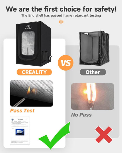 Husa imprimanta 3D Creality pentru seria Ender 3V2/3V2 Neo/Ender 3S1/3S1 Pro/Ender 3Pro/Ender 3/3Neo/Ender 3Max/Neo/Ender 6SE/Ender 5/5Pro/5S1, cu gura de aerisire, Ignifuga, impermeabila, rezistenta la praf, detasabila 750x650x550mm, Negru