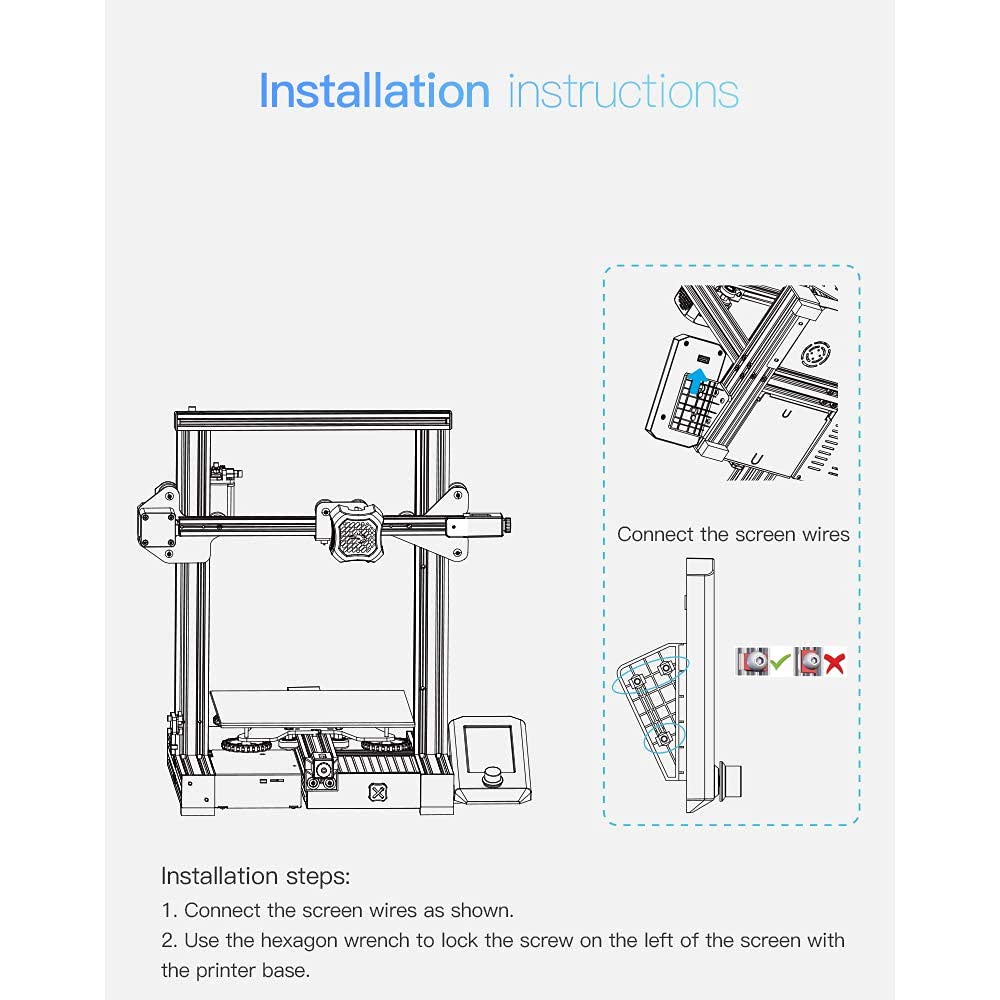 Ecran Smart pentru Imprimante 3D, Compatibil cu Ender-3 V2, Ender 3 Pro, Ender 3D Printer, pentru Placa de Baza pe 32 de Biti, HD, Color, Functie de Memorie, Format de fisier acceptat JPEG, Creality, Negru