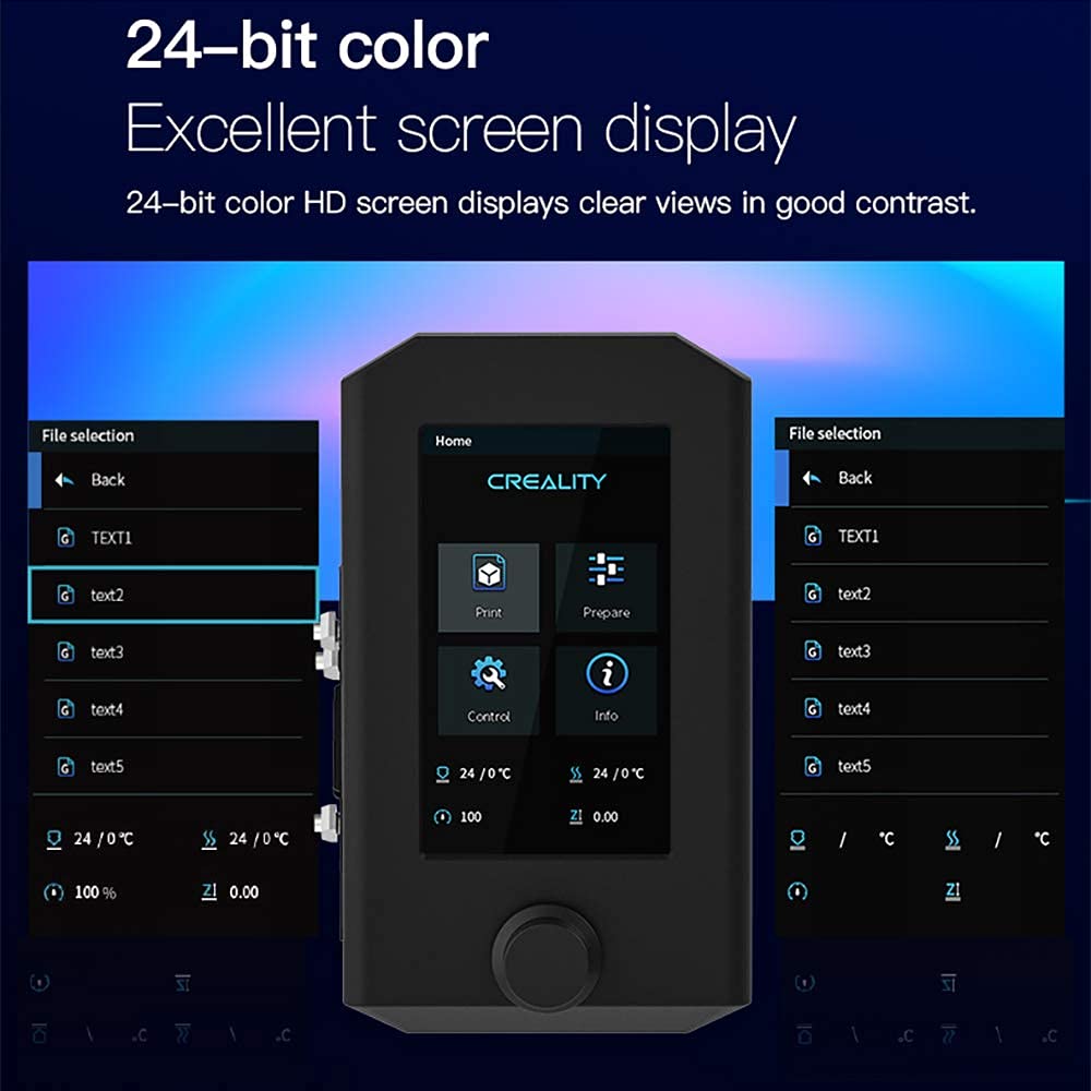 Ecran Smart pentru Imprimante 3D, Compatibil cu Ender-3 V2, Ender 3 Pro, Ender 3D Printer, pentru Placa de Baza pe 32 de Biti, HD, Color, Functie de Memorie, Format de fisier acceptat JPEG, Creality, Negru