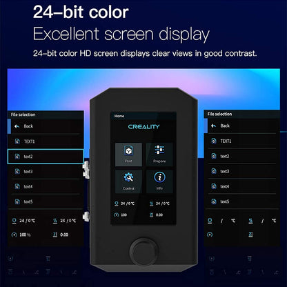 Ecran Smart pentru Imprimante 3D, Compatibil cu Ender-3 V2, Ender 3 Pro, Ender 3D Printer, pentru Placa de Baza pe 32 de Biti, HD, Color, Functie de Memorie, Format de fisier acceptat JPEG, Creality, Negru