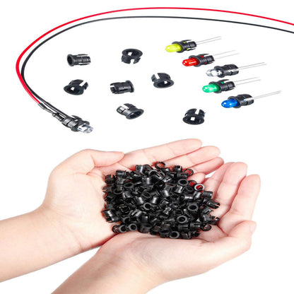 Set 60 diode LED 12V cu cablu DPF de 20 cm, 10 conectori pentru Baterie 9V, 60 de suporti led 5mm, 10 led-uri cu 6 culori, pentru iluminat hobby, barca, industrie, jucarii, decoratiuni de nunta, design de moda, modelare prototip, sculptura energetica