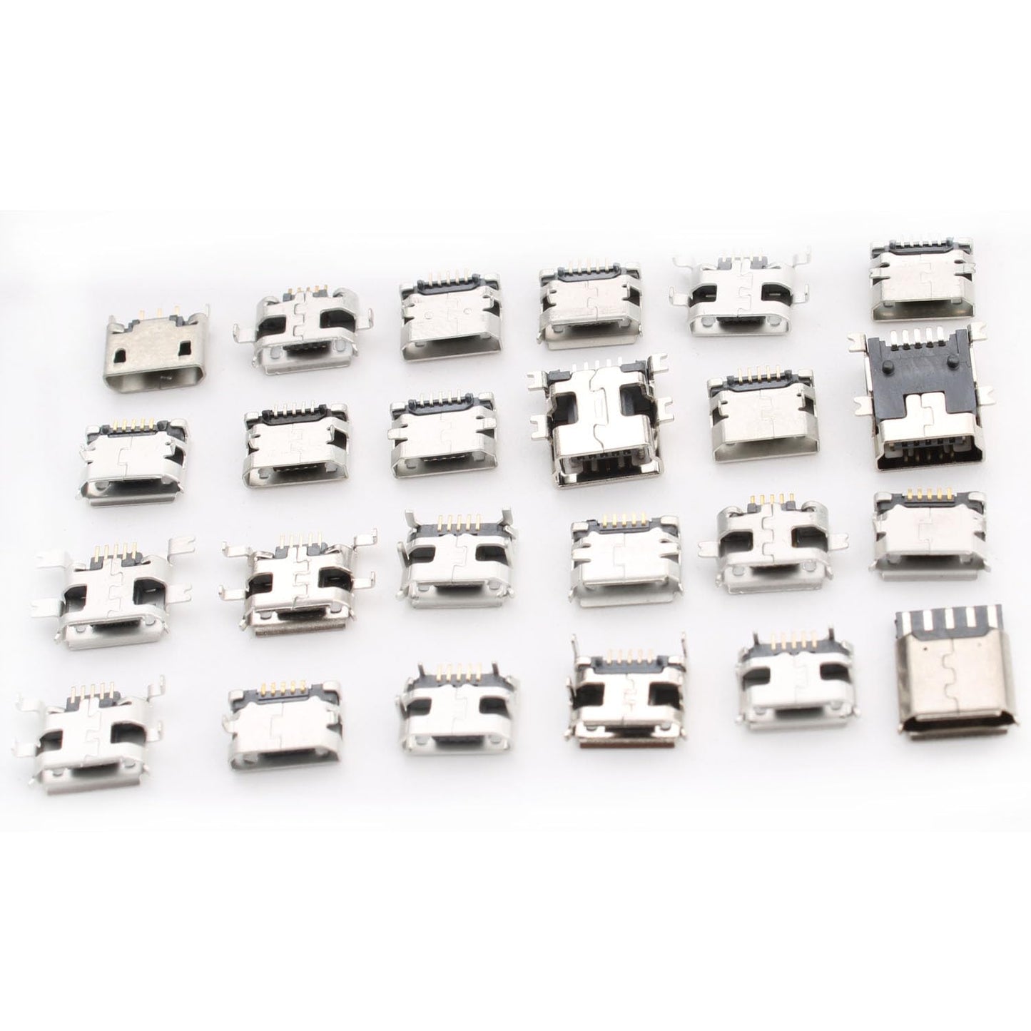 Set 240 conector mama USB B micro pentru PCB, cu 24 de modele diferite, din otel inoxidabil, compatibile cu mouse, tastaturi si incarcatoare, mufe de telefon, pentru inlocuire si reparatii si cutie de depozitare si transport