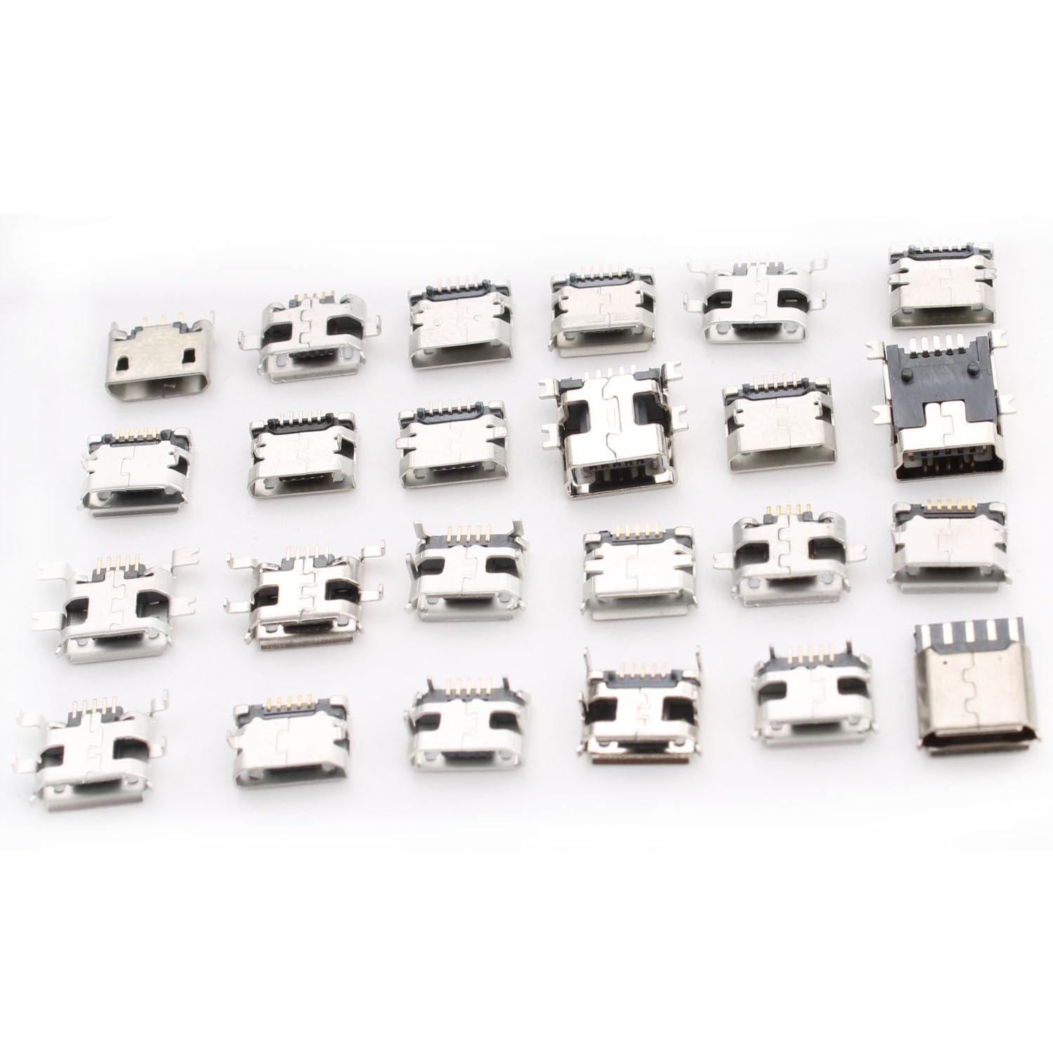 Set 240 conector mama USB B micro pentru PCB, cu 24 de modele diferite, din otel inoxidabil, compatibile cu mouse, tastaturi si incarcatoare, mufe de telefon, pentru inlocuire si reparatii si cutie de depozitare si transport