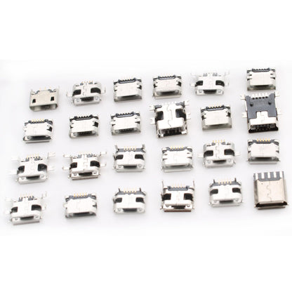 Set 240 conector mama USB B micro pentru PCB, cu 24 de modele diferite, din otel inoxidabil, compatibile cu mouse, tastaturi si incarcatoare, mufe de telefon, pentru inlocuire si reparatii si cutie de depozitare si transport