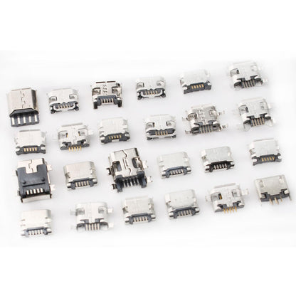 Set 240 conector mama USB B micro pentru PCB, cu 24 de modele diferite, din otel inoxidabil, compatibile cu mouse, tastaturi si incarcatoare, mufe de telefon, pentru inlocuire si reparatii si cutie de depozitare si transport