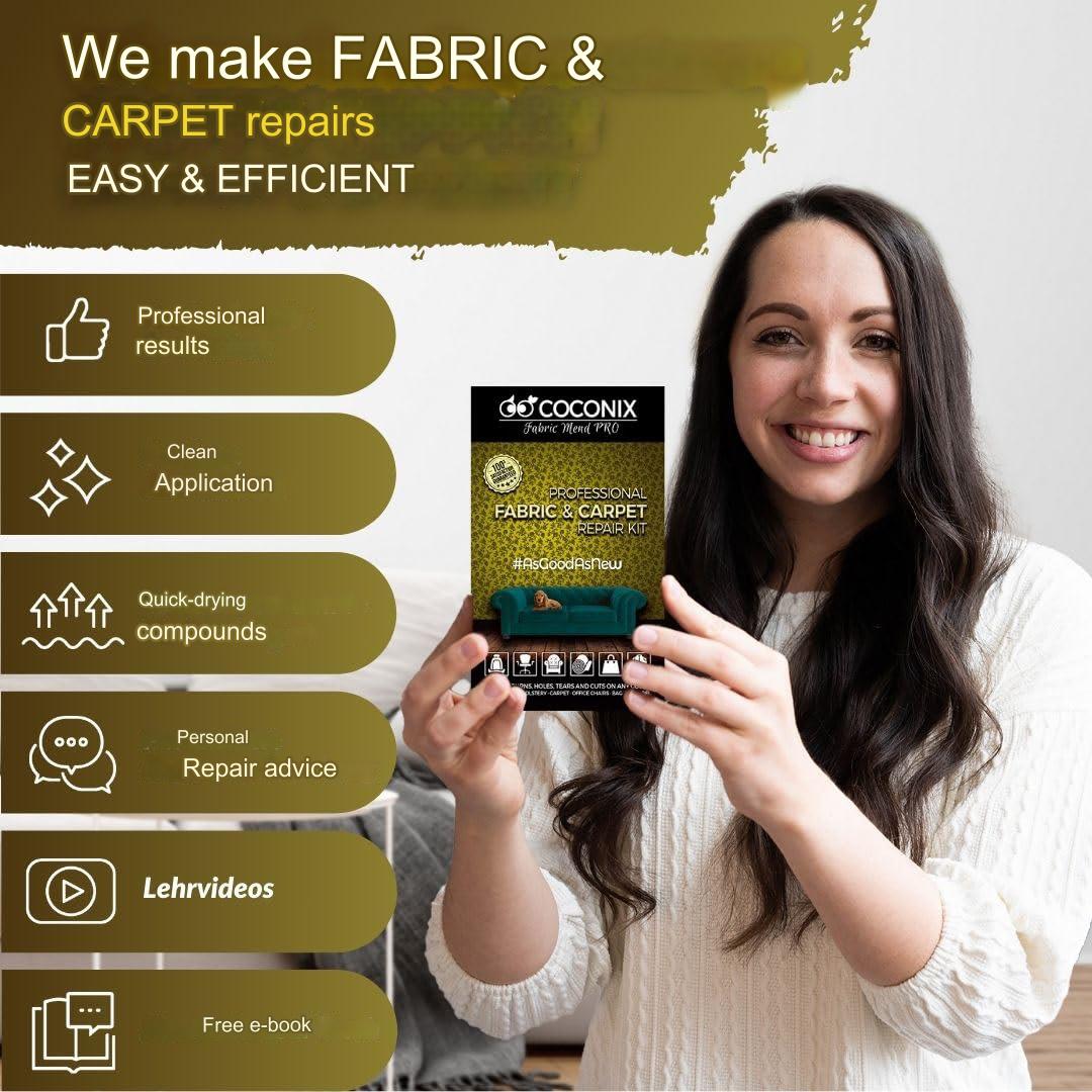 Kit reparatie si restaurare textil Coconix pentru tesaturi si covoare, scaune auto, canapea, mobilier, tapiterie sau jachete, usor de aplicat, multicolor