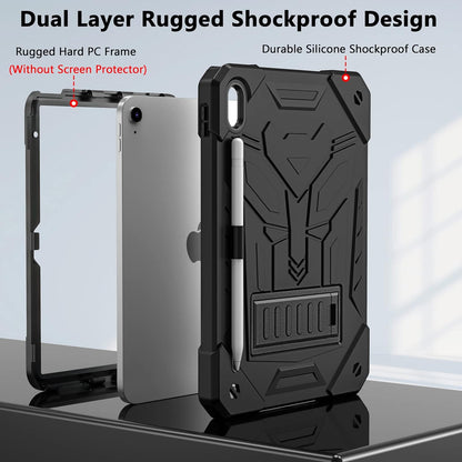 Husa compatibila cu iPad 10.9 inch, generatia a 10-a, 2022, protectie 360 de grade, cu suport pix, rezistenta la socuri, robusta, cu suport tip stand, design transformers, pentru copii