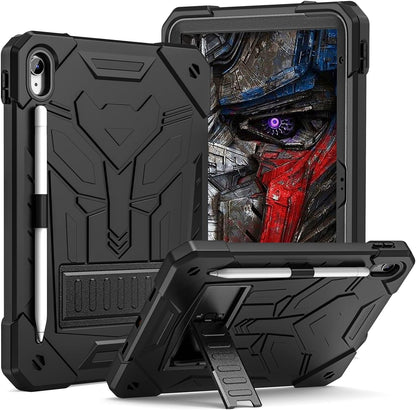 Husa compatibila cu iPad 10.9 inch, generatia a 10-a, 2022, protectie 360 de grade, cu suport pix, rezistenta la socuri, robusta, cu suport tip stand, design transformers, pentru copii