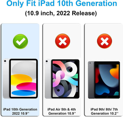 Husa compatibila cu iPad 10.9 inch, generatia a 10-a, 2022, protectie 360 de grade, cu suport pix, rezistenta la socuri, robusta, cu suport tip stand, design transformers, pentru copii