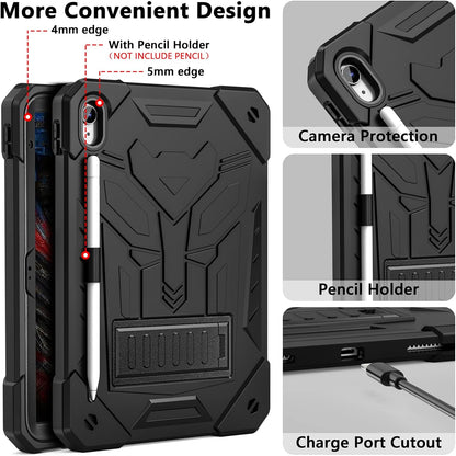 Husa compatibila cu iPad 10.9 inch, generatia a 10-a, 2022, protectie 360 de grade, cu suport pix, rezistenta la socuri, robusta, cu suport tip stand, design transformers, pentru copii