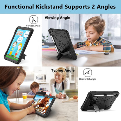 Husa compatibila cu iPad 10.9 inch, generatia a 10-a, 2022, protectie 360 de grade, cu suport pix, rezistenta la socuri, robusta, cu suport tip stand, design transformers, pentru copii