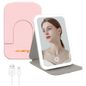 Oglinda cosmetica LED portabila, pentru machiaj, rotativa la 360°, acumulator 2400 mAh, reincarcabila, 3 moduri de iluminare, luminozitate reglabila, inchidere magnetica, Alantop
