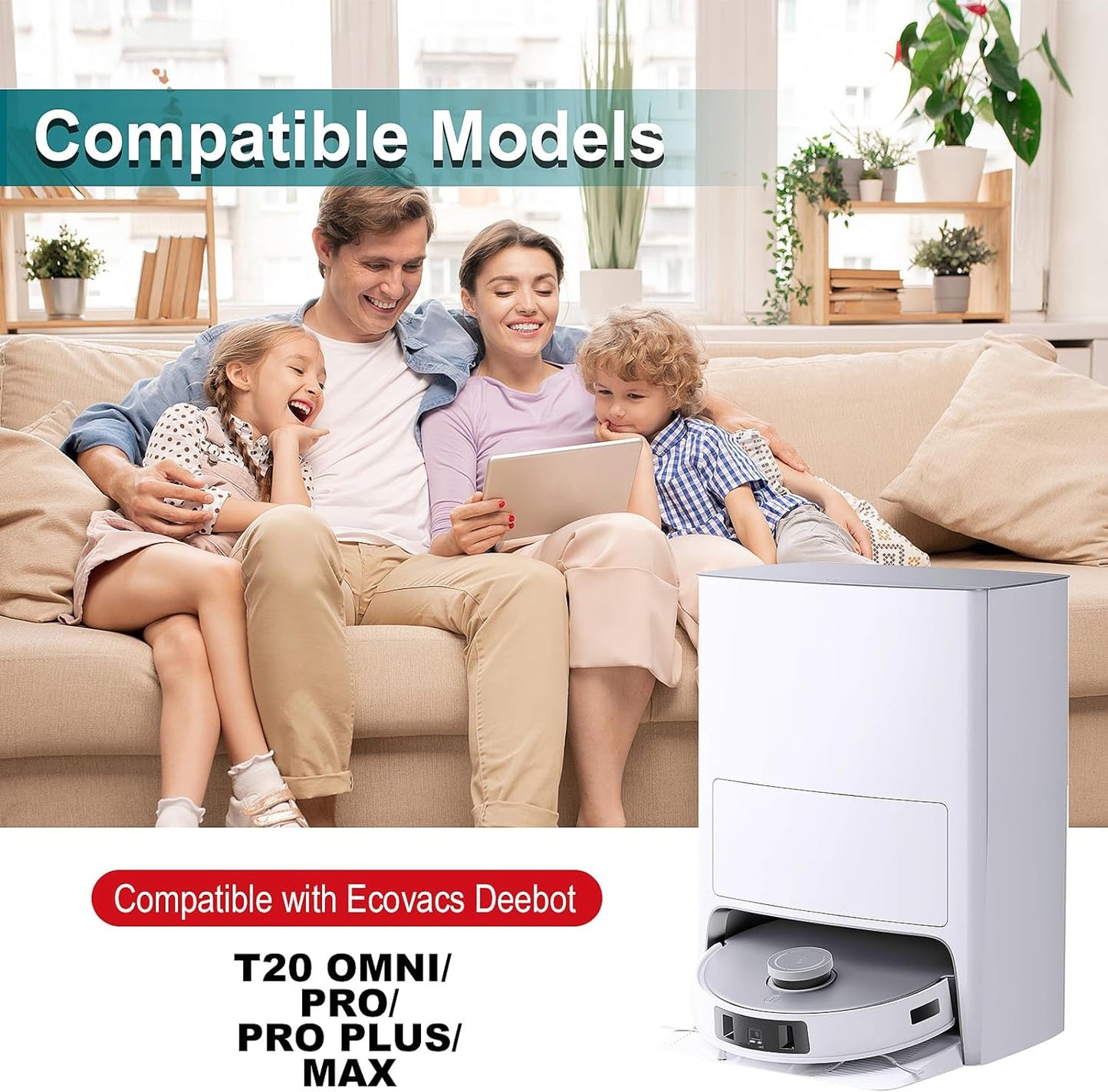Kit accesorii aspirator compatibile Ecovacs Deebot T20 Omni/T20 PRO/T20 PRO PLUS/T20 MAX, cu 1 perie tambur, 2 filtre, 4 perii laterale, 4 paduri mop si 4 saculeti praf, accesorii curatare