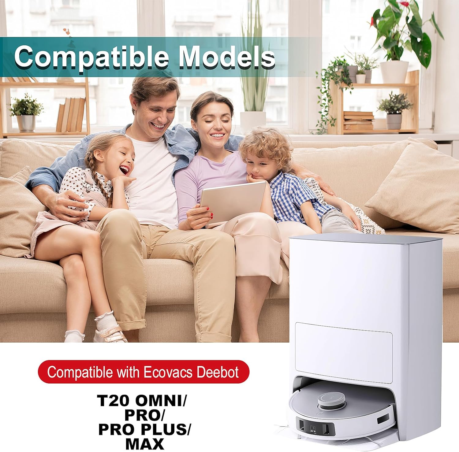 Kit accesorii aspirator compatibile Ecovacs Deebot T20 Omni/T20 PRO/T20 PRO PLUS/T20 MAX, cu 1 perie tambur, 2 filtre, 4 perii laterale, 4 paduri mop si 4 saculeti praf, accesorii curatare