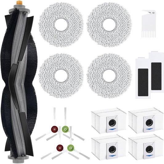 Kit accesorii aspirator compatibile Ecovacs Deebot T20 Omni/T20 PRO/T20 PRO PLUS/T20 MAX, cu 1 perie tambur, 2 filtre, 4 perii laterale, 4 paduri mop si 4 saculeti praf, accesorii curatare