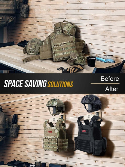 Suport de perete pentru casca si geaca moto, Cuier pentru echipament airsoft, tactic, ciclism, rugby, ski, sarcina 40Kg, multifunctional, 19 x 33 x 38.3 cm, OneTigris
