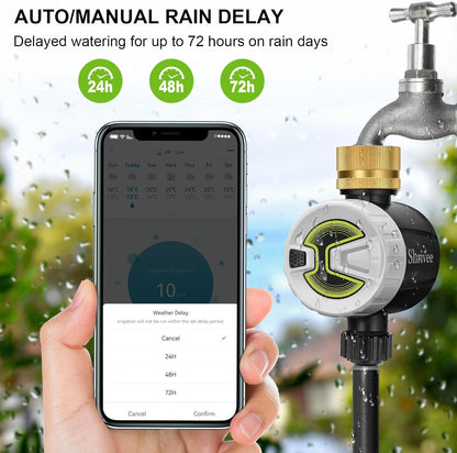 Programator irigare/udare Wireless, WiFi 2.4GHz si Bluetooth, Control prin aplicatie, 20 programe diferite, Cupla de intrare din alama, Compatibil Alexa si OK Google, Shrivee