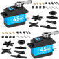 Set 2 servomotor RC 45Kg, 4.8V - 8.4V, impermeabil, angrenaj metalic, unghi operare de 270°, pentru brat robot, barca RC, masina RC, model avion, model elicopter, cu cablu de 0.5 m
