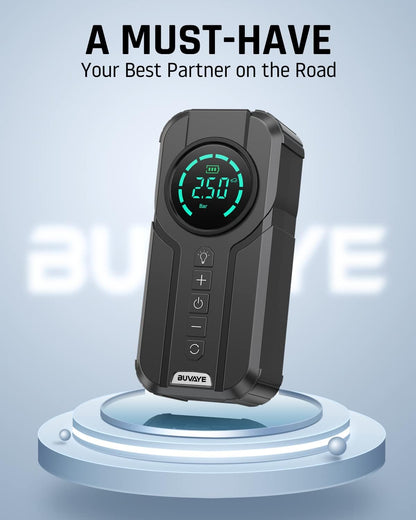 Pompa aer auto electrica 10 Bar, compresor cu display LED, acumulator 6000 mAh, lanterna, functie powerbank, 4 moduri umflare presetate, pentru masina, motocicleta, bicicleta, minge