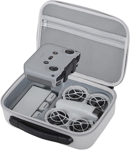 Husa de protectie pentru drona DJI Neo si controler RC-N3, geanta impermeabila portabila 26.6 x 19.1 cm, rezistenta la socuri, cu maner anti-alunecare, gri