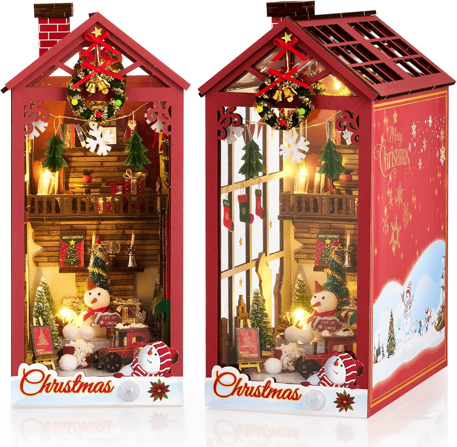 Puzzle 3D, Book Nook DIY cu lumina LED, senzor de miscare si muzica, cotor de carte, accesotiu decorativ multifunctional