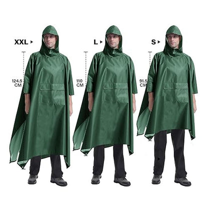 Pelerina de ploaie impermeabila 3 in 1 cu gluga si cozoroc, jacheta reutilizabila, poncho multifunctional, de buzunar, functie de cort, pentru drumetii, camping si natura