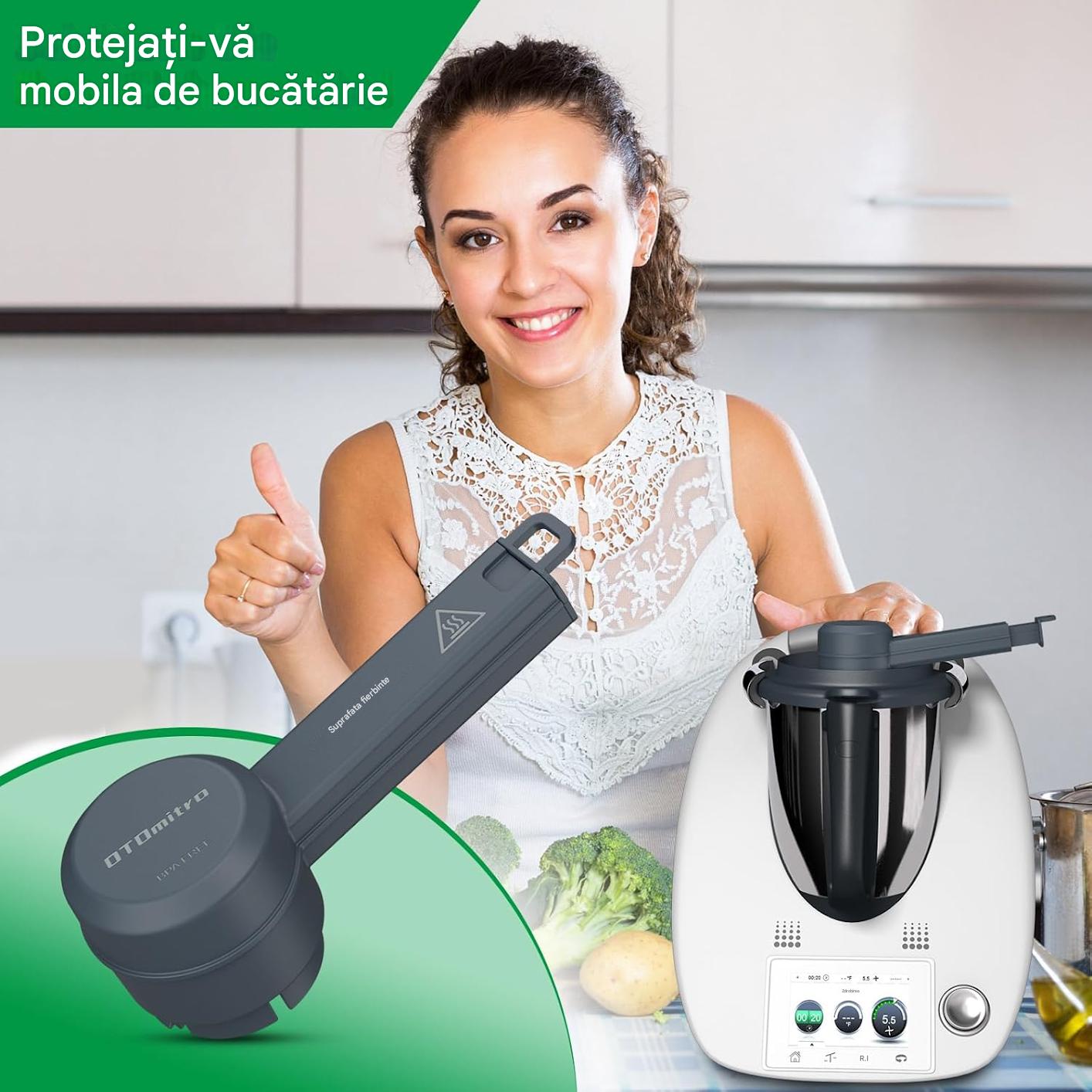 Adaptor de aburi, accesoriu pentru Thermomix TM5 TM6 TM31 TM21, deflector rotativ 360°, fara BPA, deviator de aburi, gri