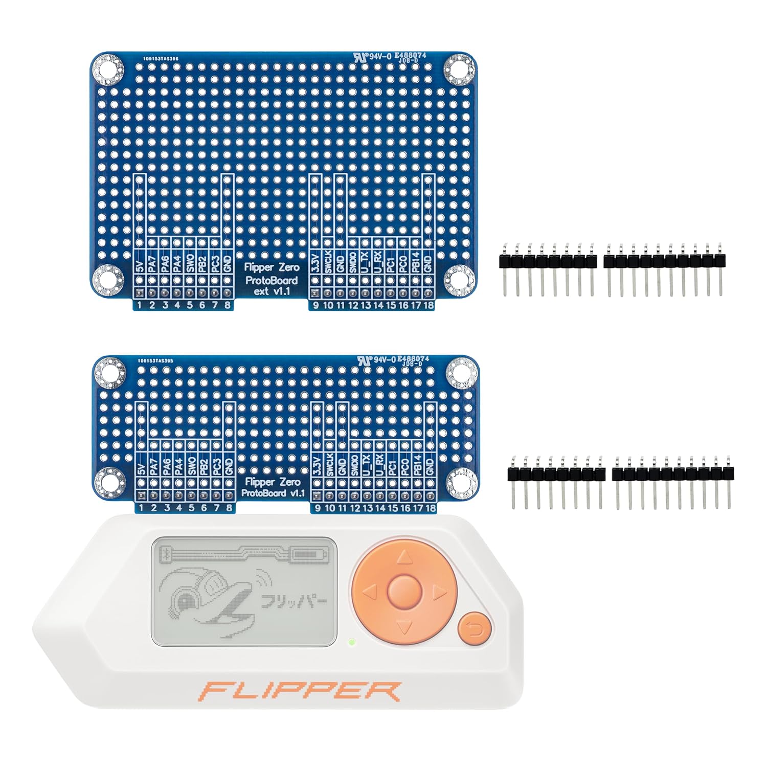 Set 3 placi de prototipare Flipper Zero, PCB FR4 pentru prototipare module GPIO, Raster 100mil, conectori pin Header neasamblat, compatibil analizor logic si osciloscop, material durabil, DIY electronica si dezvoltare proiecte