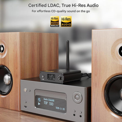 Receptor HiFi 1Mii DS220 Bluetooth 5.3 cu DAC ES9018K2M – LDAC / aptX HD / aptX LL, afisaj OLED, Mod EQ, adaptor audio stereo Hi-Res pentru amplificator, boxe, TV, RCA / Optic / USB, sunet audiofil fara fir