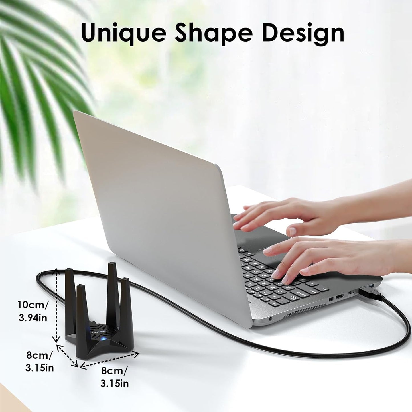 Adaptor wireless WiFi 6, AX1800, Dual Band ,5GHz /2.4GHz,1201Mbps/574Mbps, Criptare WPA3, Mod Hotspot, OFDMA si MU-MIMO, Baza magnetica, Doar pentru Windows 10/11, Wavlink
