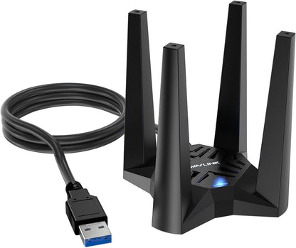 Adaptor wireless WiFi 6, AX1800, Dual Band ,5GHz /2.4GHz,1201Mbps/574Mbps, Criptare WPA3, Mod Hotspot, OFDMA si MU-MIMO, Baza magnetica, Doar pentru Windows 10/11, Wavlink