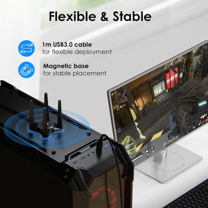 Adaptor wireless WiFi 6, AX1800, Dual Band ,5GHz /2.4GHz,1201Mbps/574Mbps, Criptare WPA3, Mod Hotspot, OFDMA si MU-MIMO, Baza magnetica, Doar pentru Windows 10/11, Wavlink
