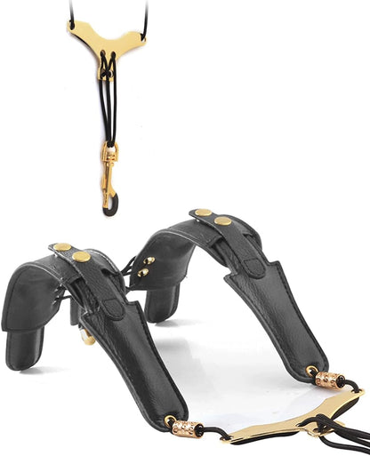 Curea pentru saxofon din piele,suport reglabil 25cm - 55cm pentru umeri si gat ,  gatar captusit, unisex, negru