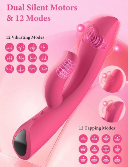 Vibrator cu stimulator clitoris, cu aplicatie smartphone, 12 moduri de vibratie, impermeabil IPX7, din silicon