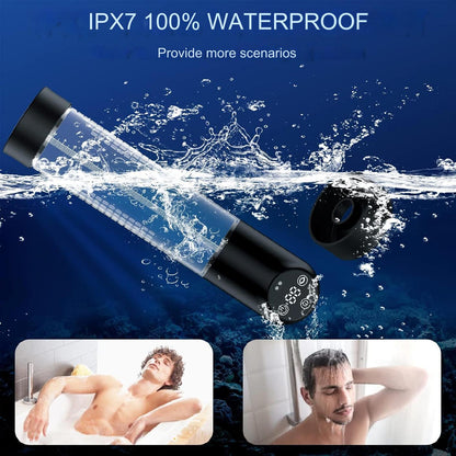 Pompa vacuum electrica IPX7 pentru marire erectie, 6 niveluri de aspiratie,100% impermeabil, cu set de inele si 2 maneci din silicon