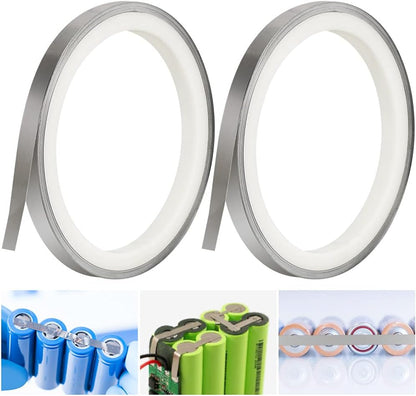 Set 2 role de banda nichelata de 8 mm x 0,1 mm x 10 m , pentru sudura baterii, potrivit pentru baterii Ni-MH 18650 21700 26650 32650 si baterii cu litiu.