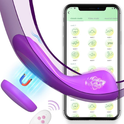 Vibrator fluture pentru chiloti cu telecomanda si aplicatie telefon, stimulator clitoris cu 10 moduri de vibratii, magnetic, IPX7 impermeabil ultra-subtire